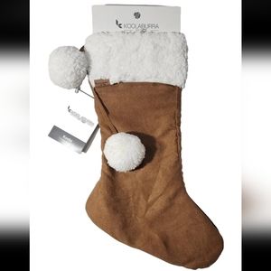 Koolaburra By Ugg Christmas Holiday Stocking Faux Suede Tan White Fur NEW Uggs
